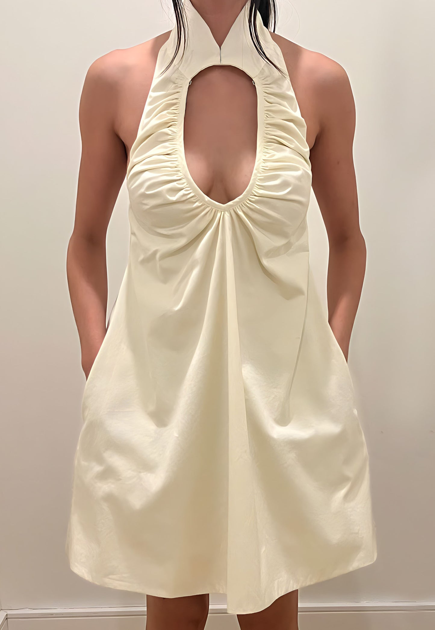 Ruched Halter Balloon Dress Mini