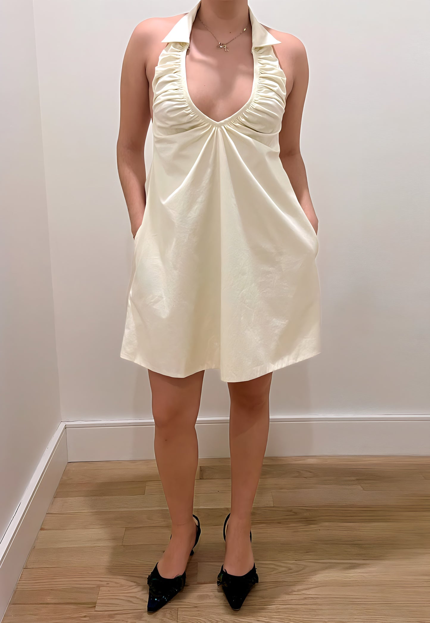 Ruched Halter Balloon Dress Mini