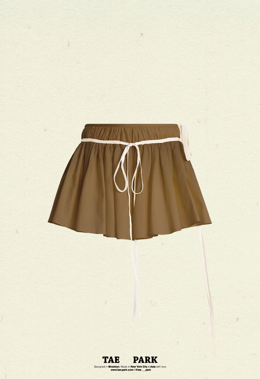 Mini Volume Skort Khaki