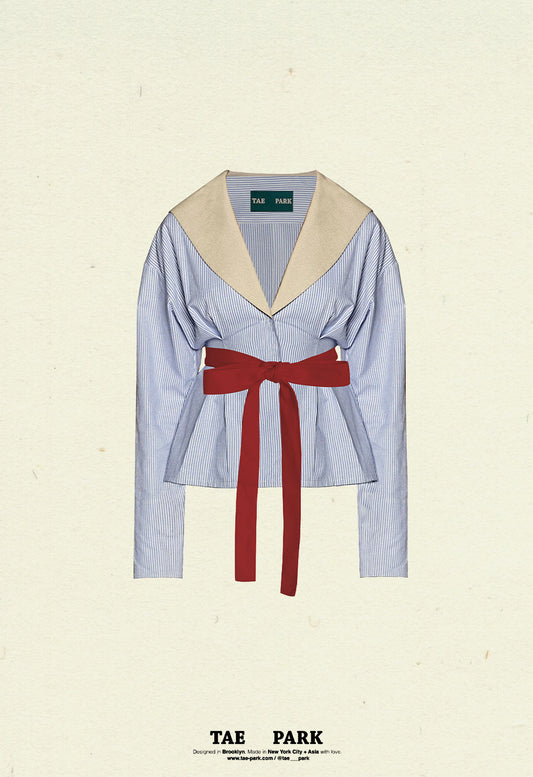 Sailor Bow Top Navy Pinstripe