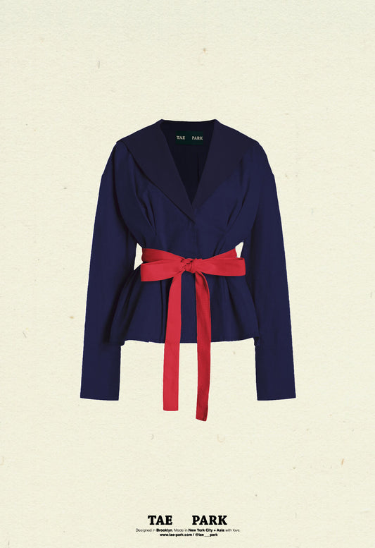 Sailor Bow Top Solid Navy