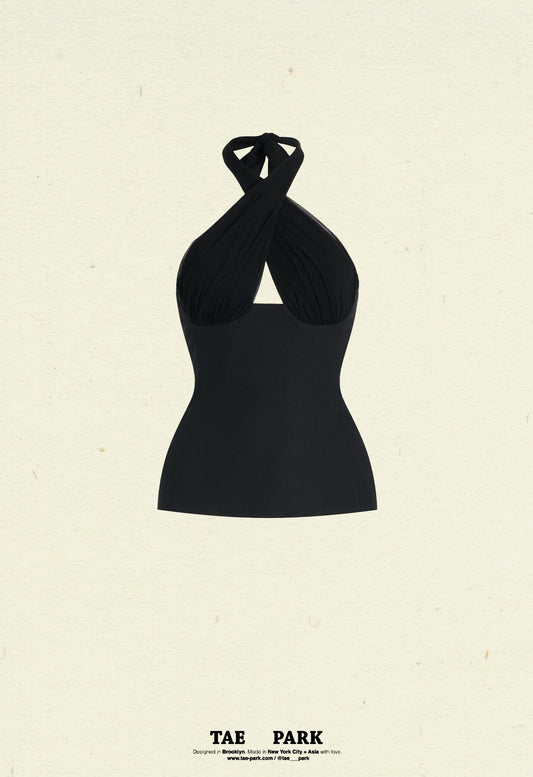 Sculpted Halter Top Black