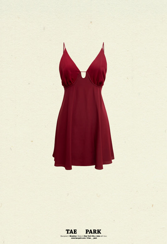 Mini String Dress Wine
