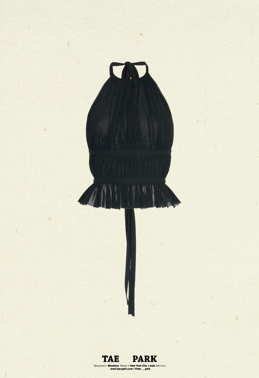 Chiffon Wrap Top Black