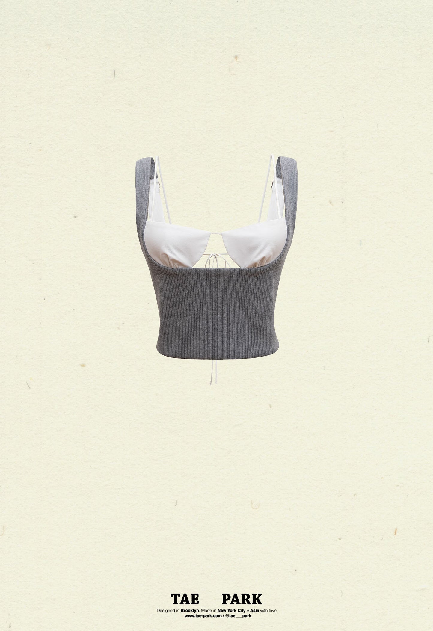Exposed Bra Knit Top Heather Grey