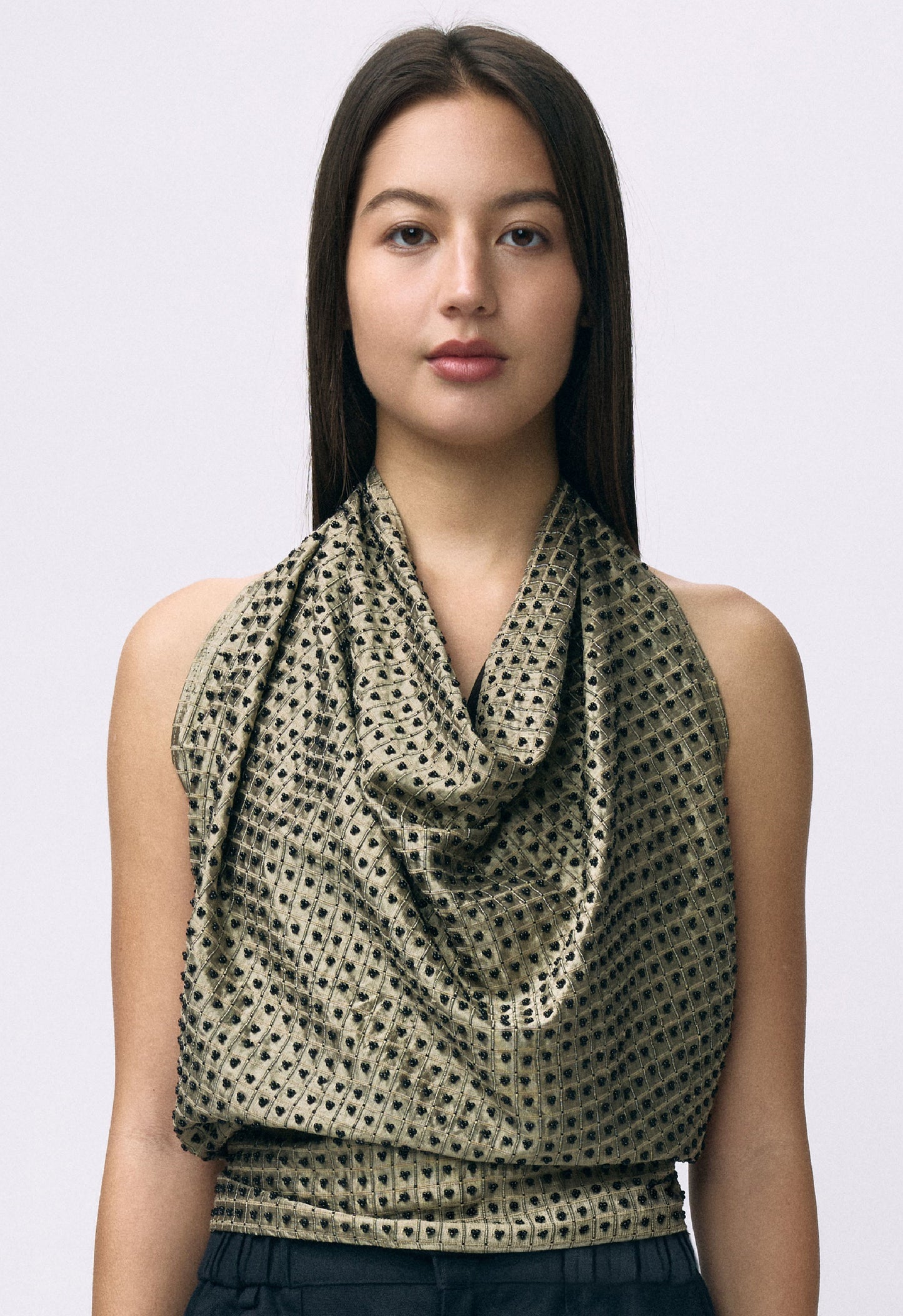 Embellished Napkin Top Dark Grey