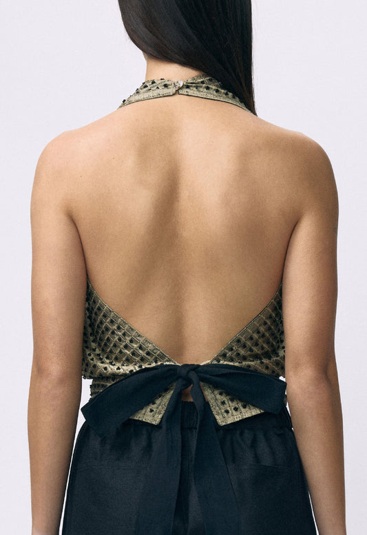 Embellished Napkin Top Dark Grey