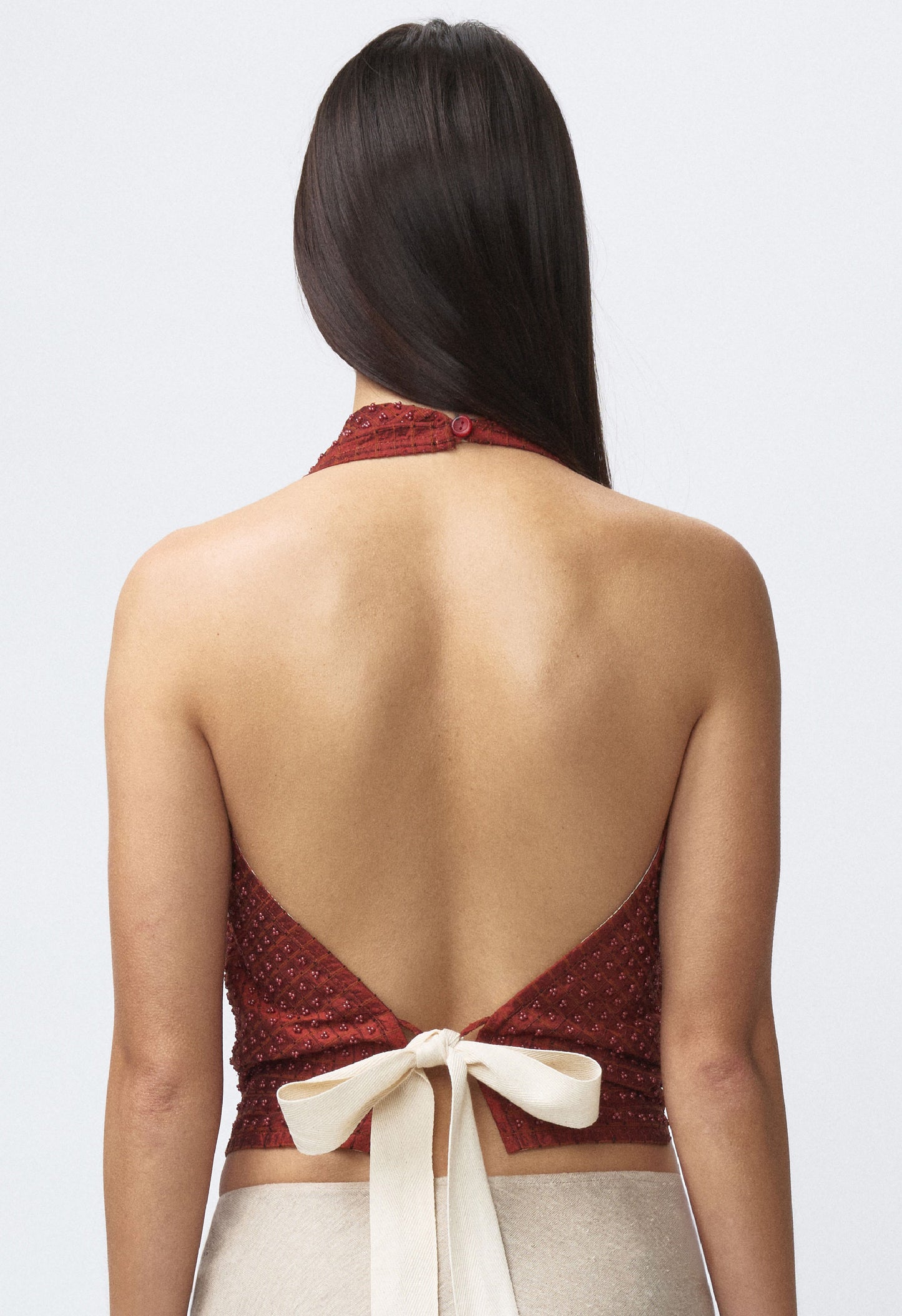 Embellished Napkin Top Red Orange