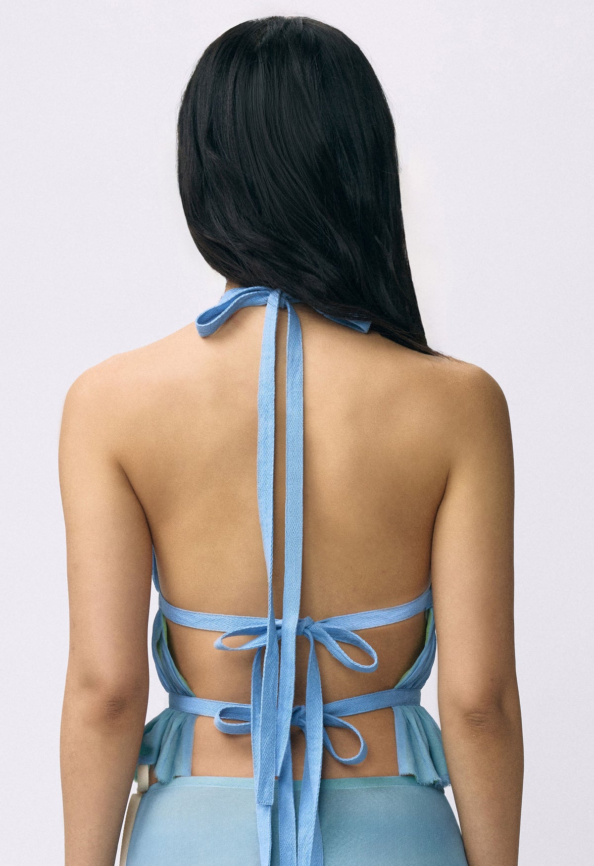 Chiffon Wrap Top Sky Blue Matcha
