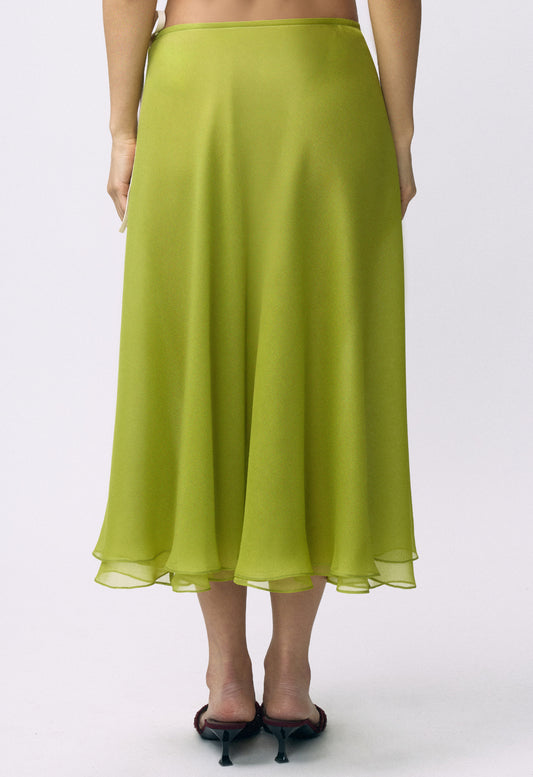Flowy Chiffon Skirt Chartreuse