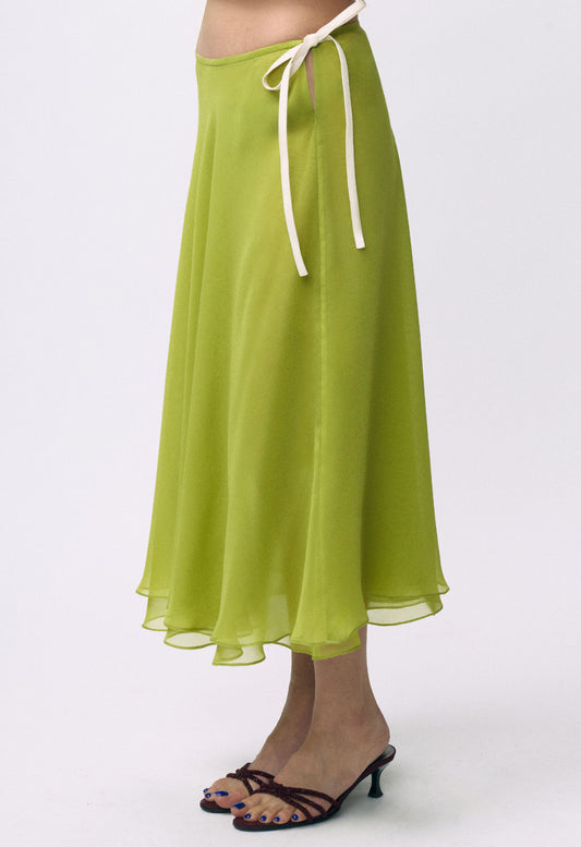Flowy Chiffon Skirt Chartreuse