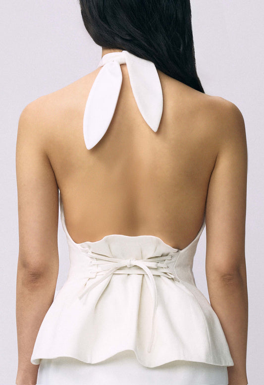 Sculpted Halter Top White