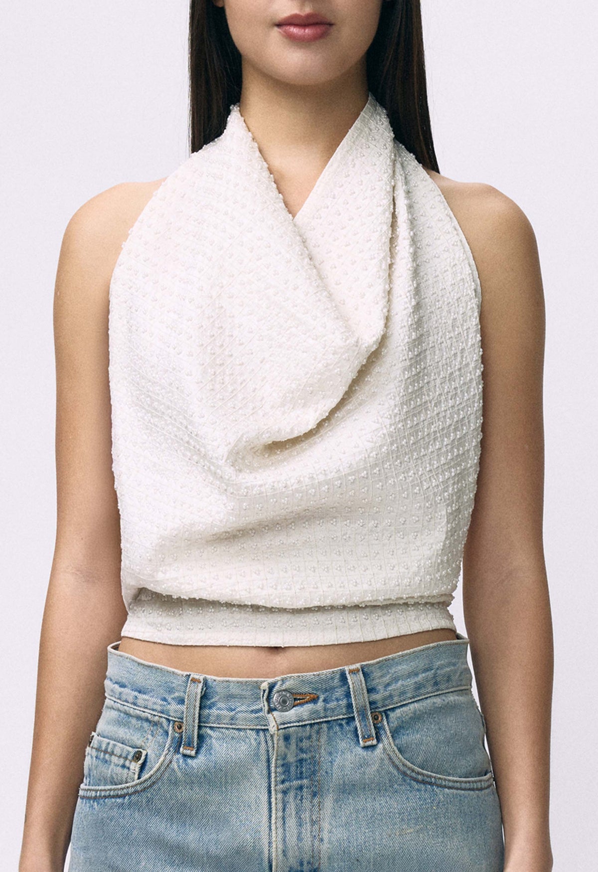 Embellished Napkin Top White