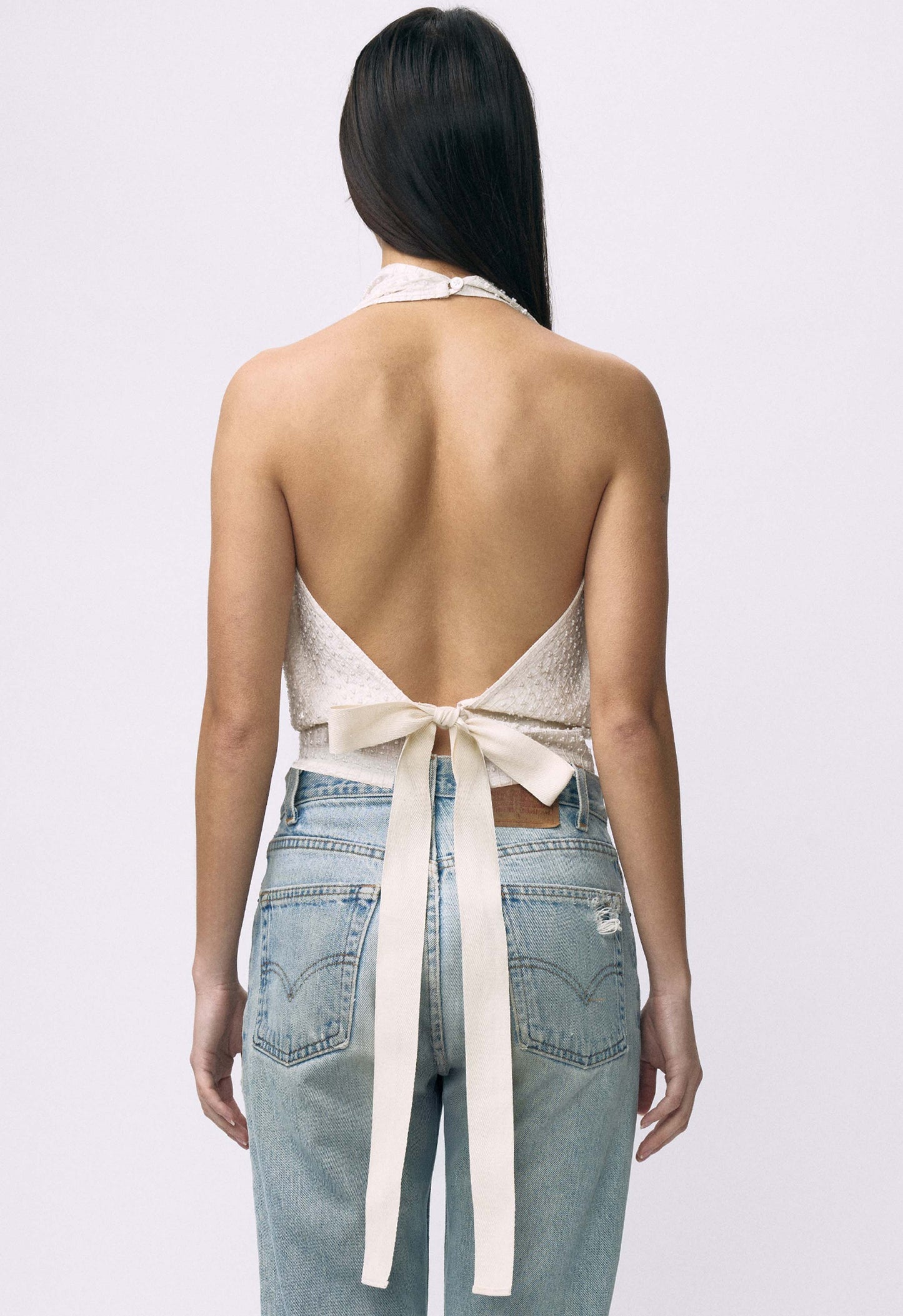 Embellished Napkin Top White