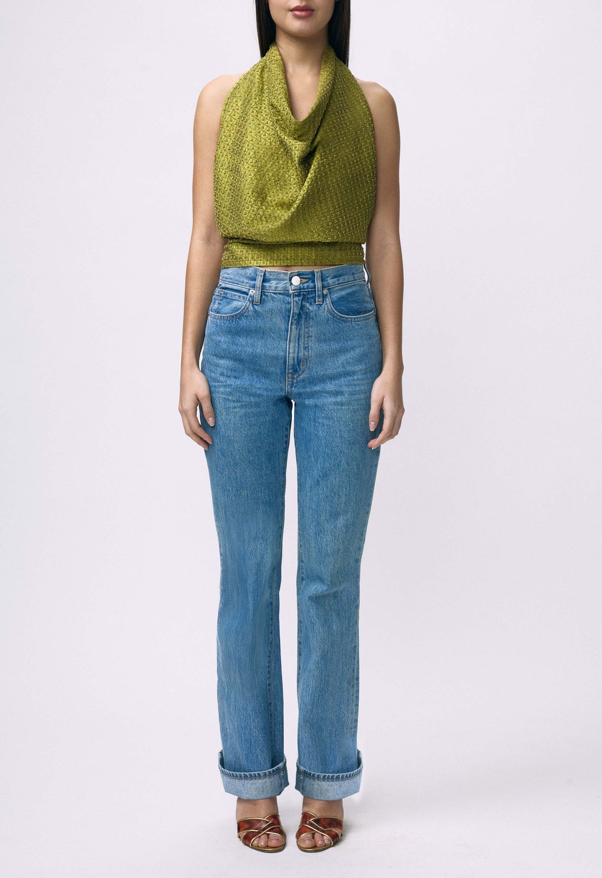 Embellished Napkin Top Chartreuse