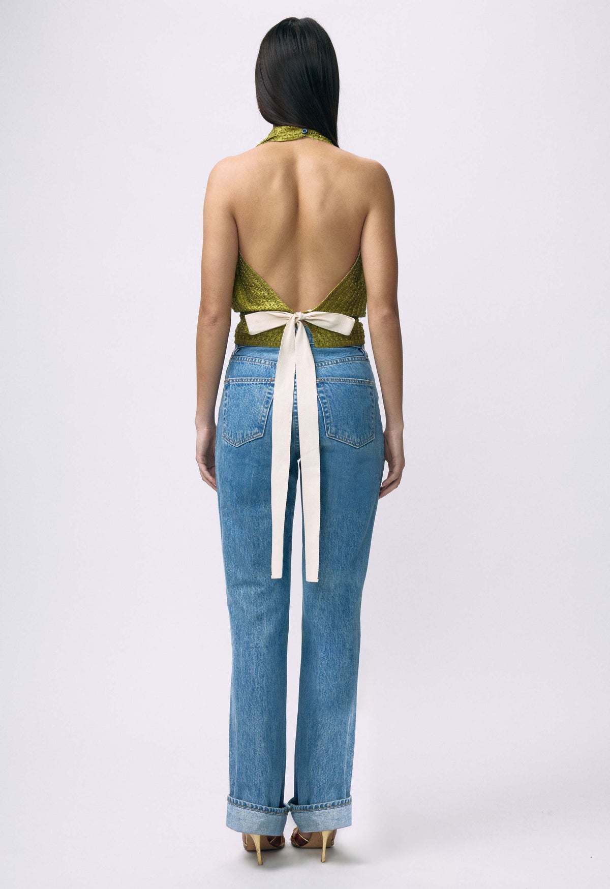 Embellished Napkin Top Chartreuse