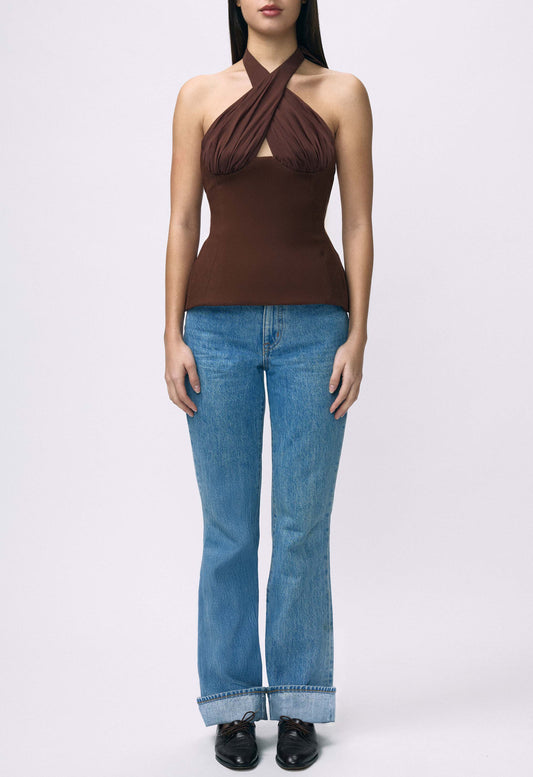 Sculpted Halter Top Brown