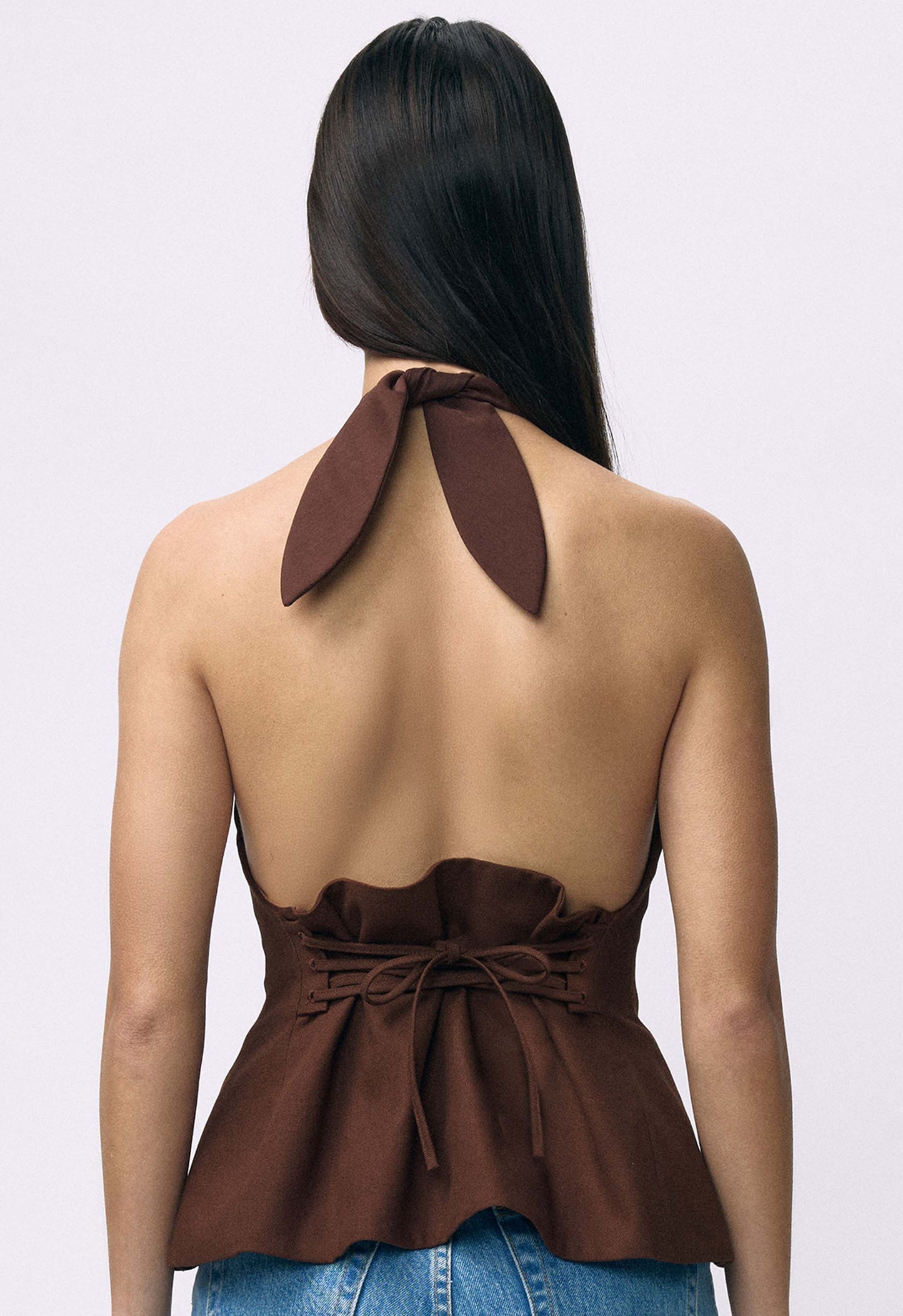 Sculpted Halter Top Brown