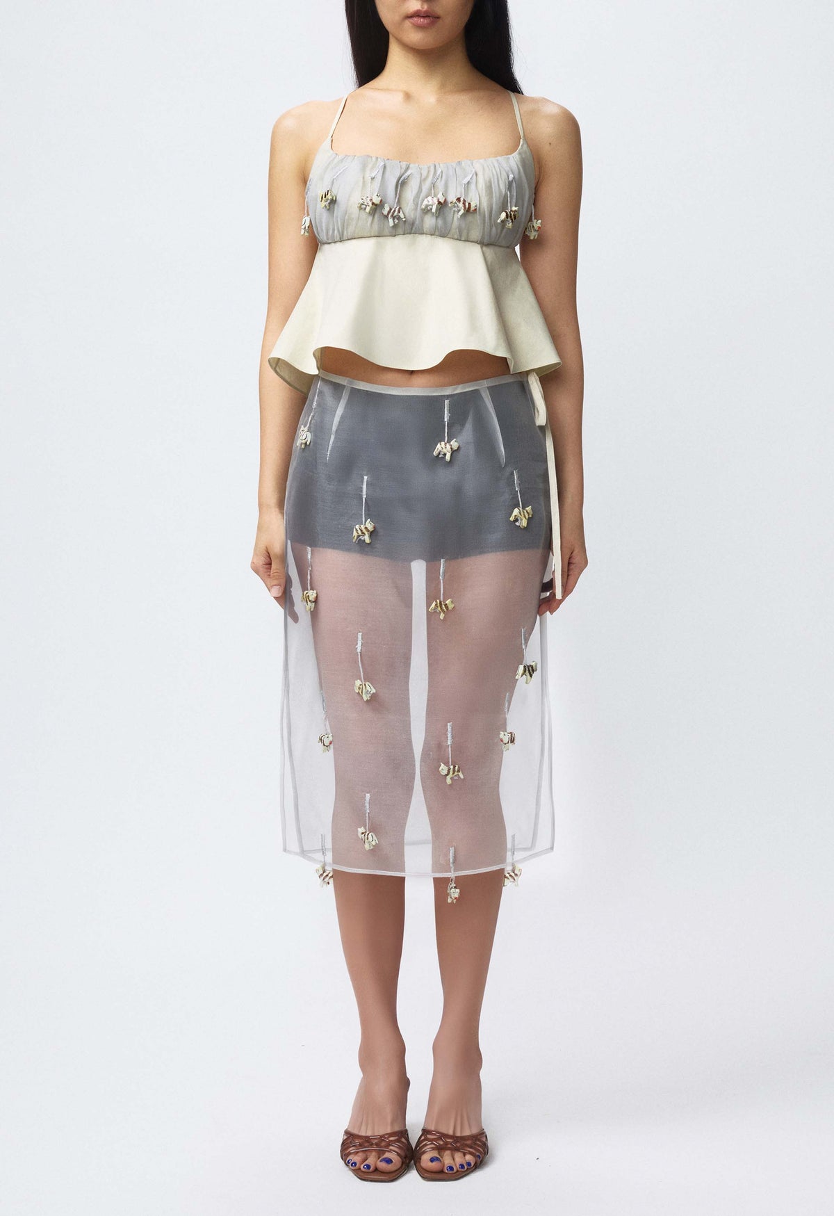 Sheer Table Skirt Grey Cat