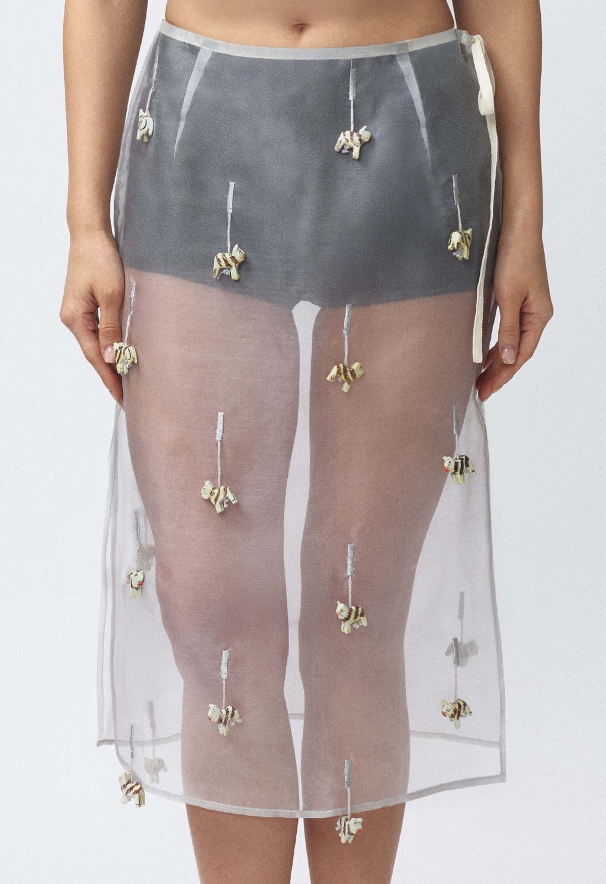 Sheer Table Skirt Grey Cat