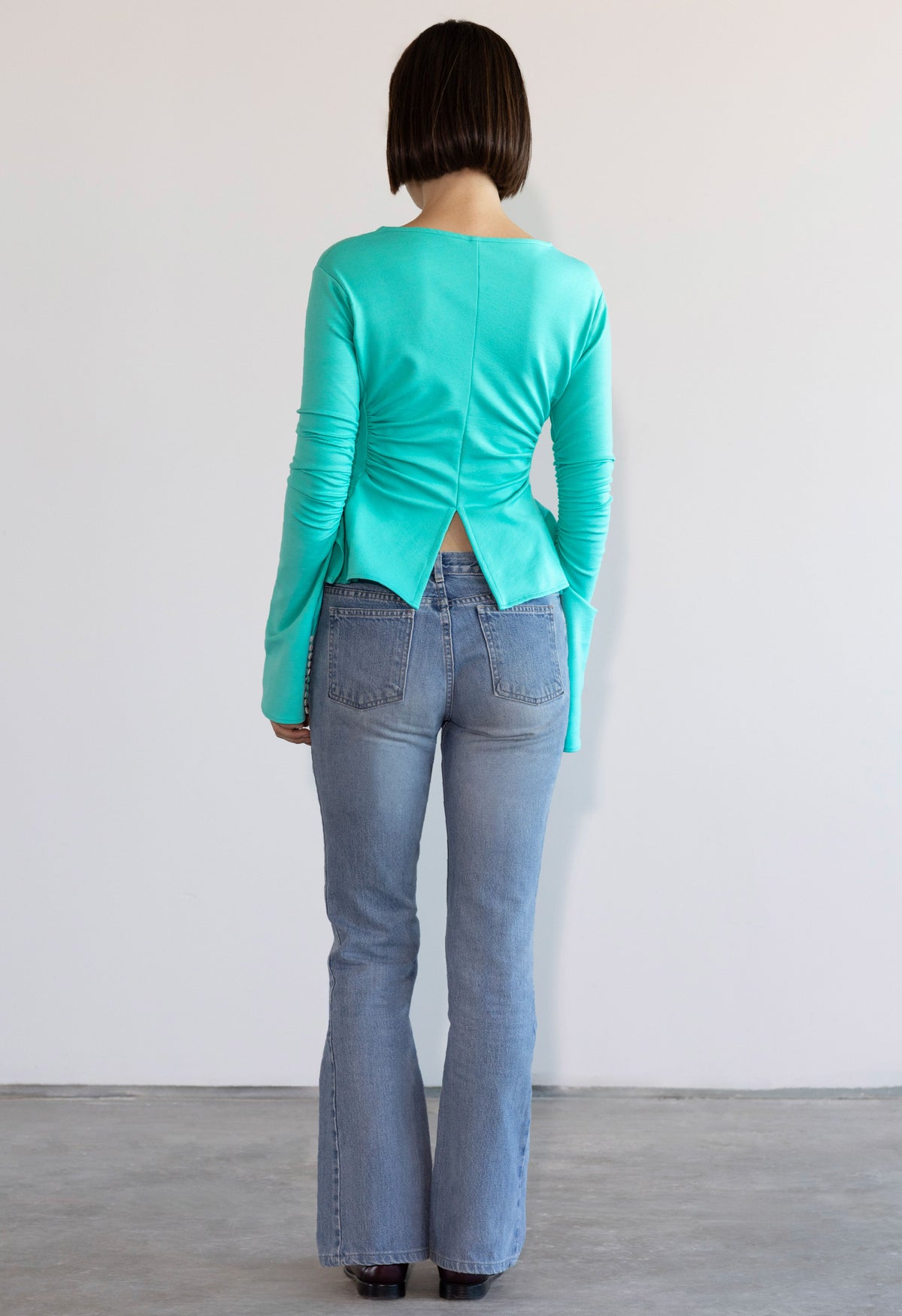 Art Deco Ruched Button Top Seafoam