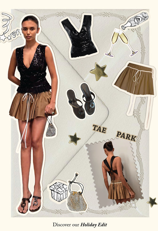 Sequin Petal Top Black