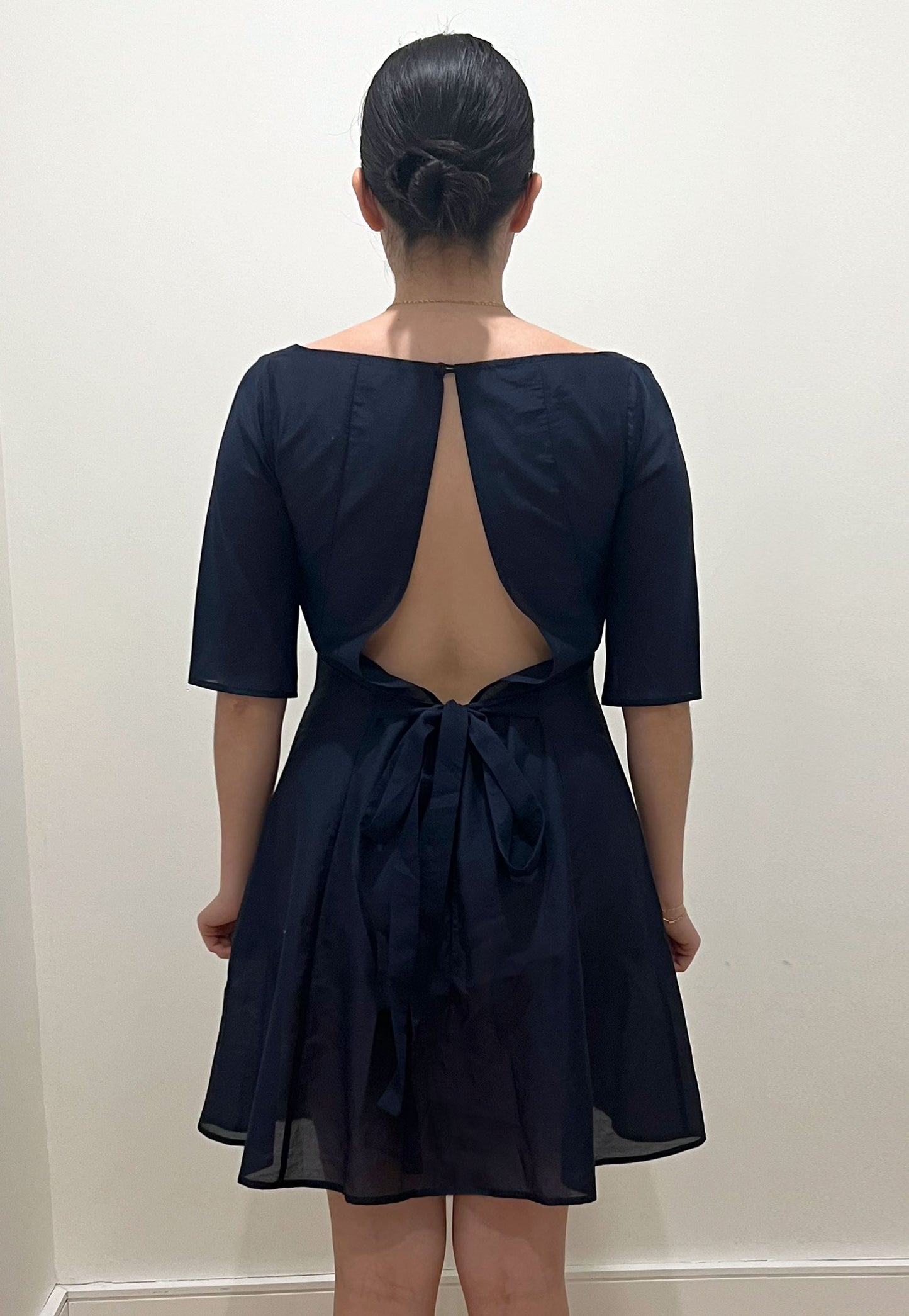Panel Kick Pleat Dress Midnight