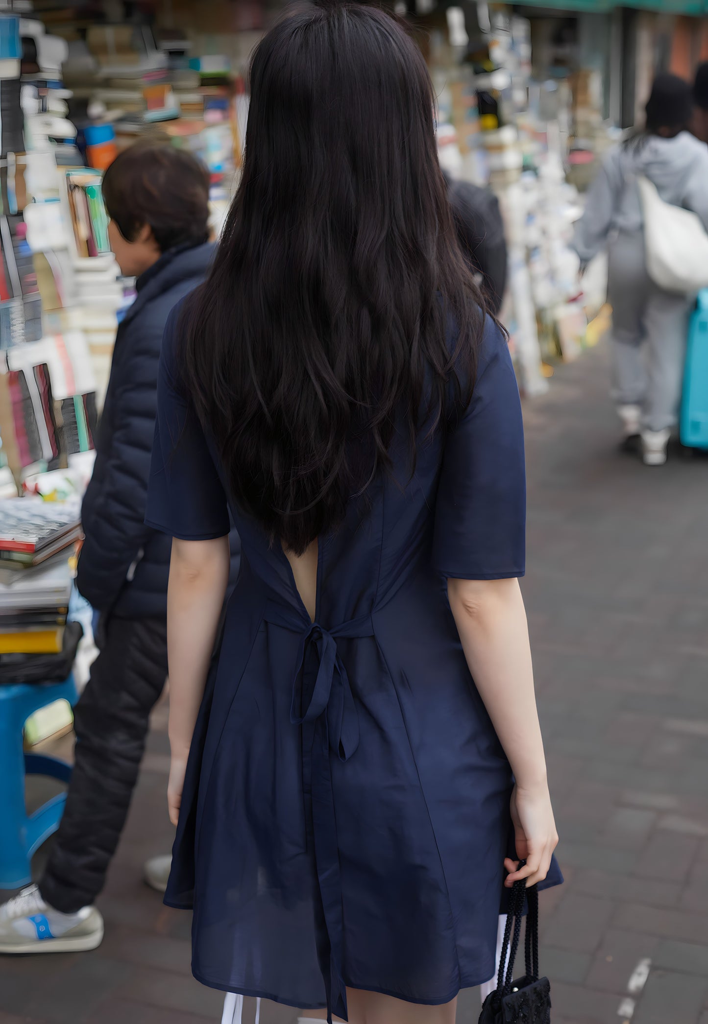 Panel Kick Pleat Dress Midnight