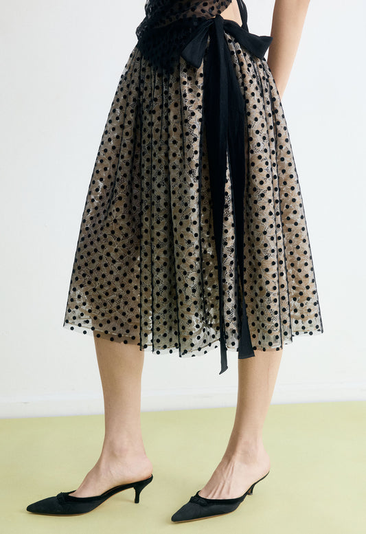 Polka Dot Lace Volume Skirt