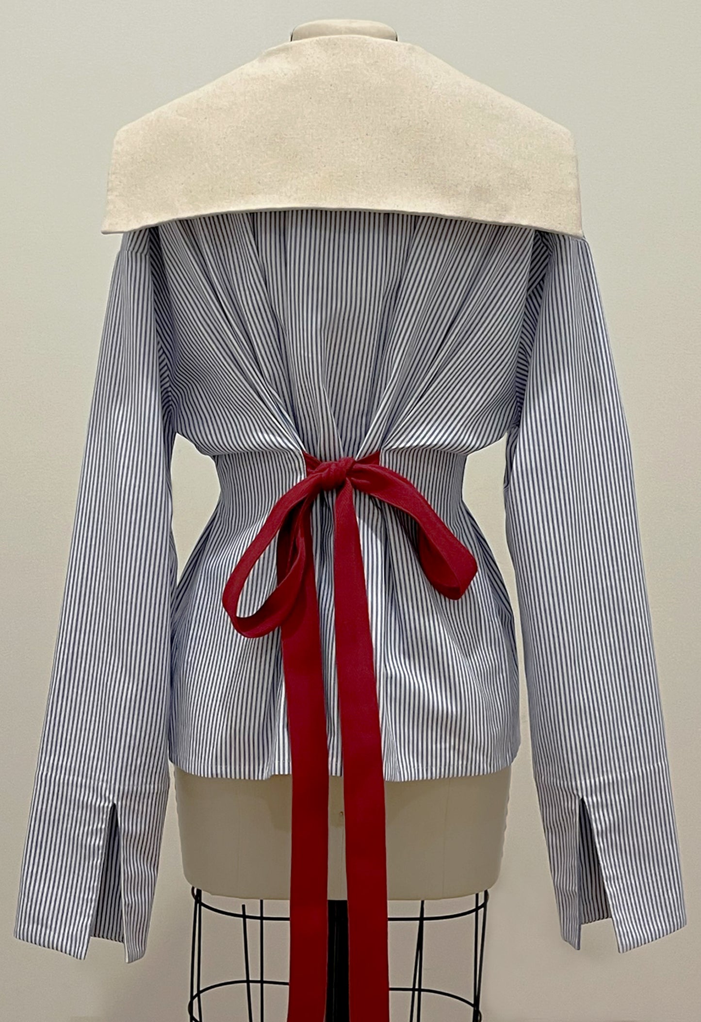 Sailor Bow Top Navy Pinstripe