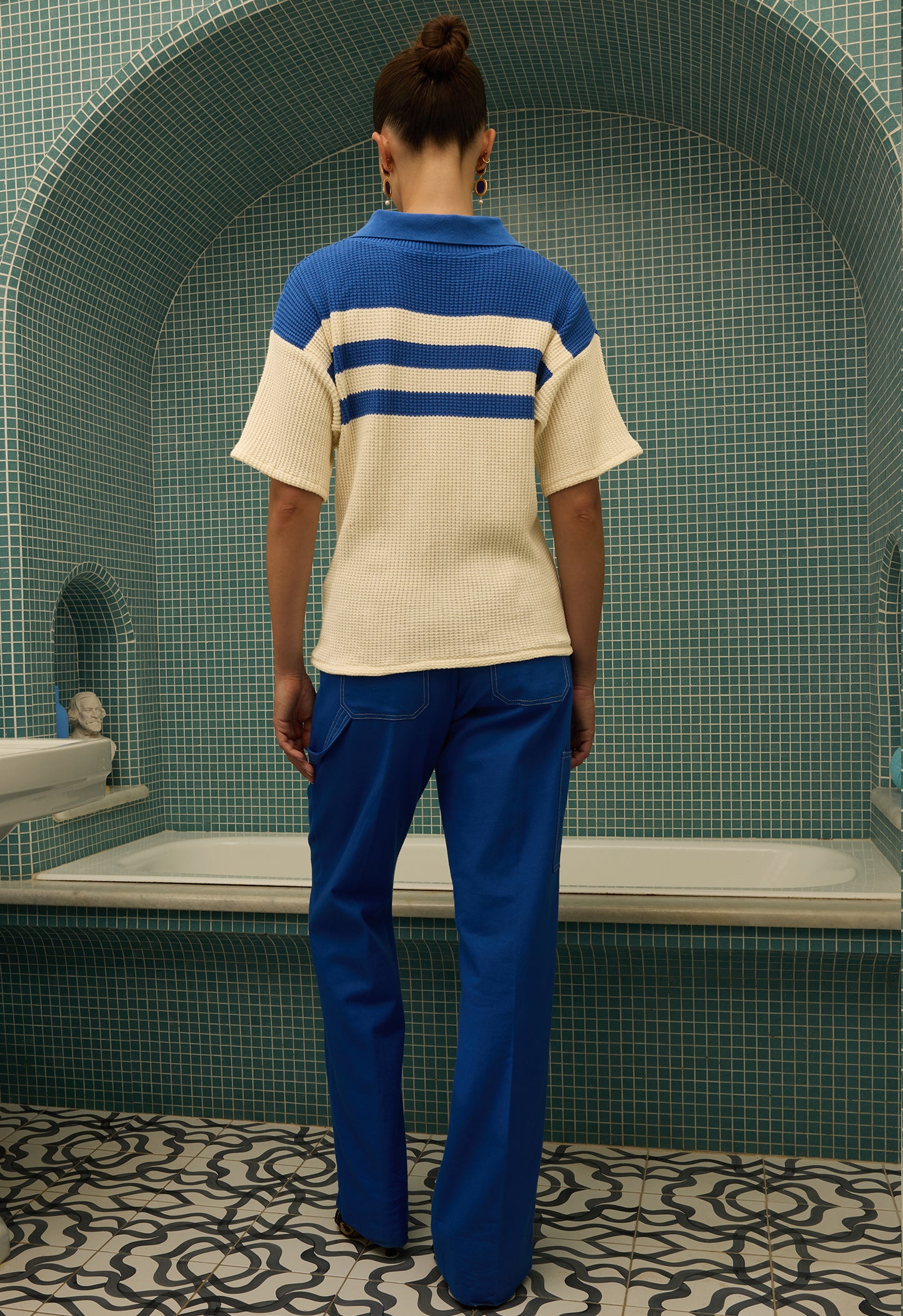 Waffle Knit Jersey Lapis Blue