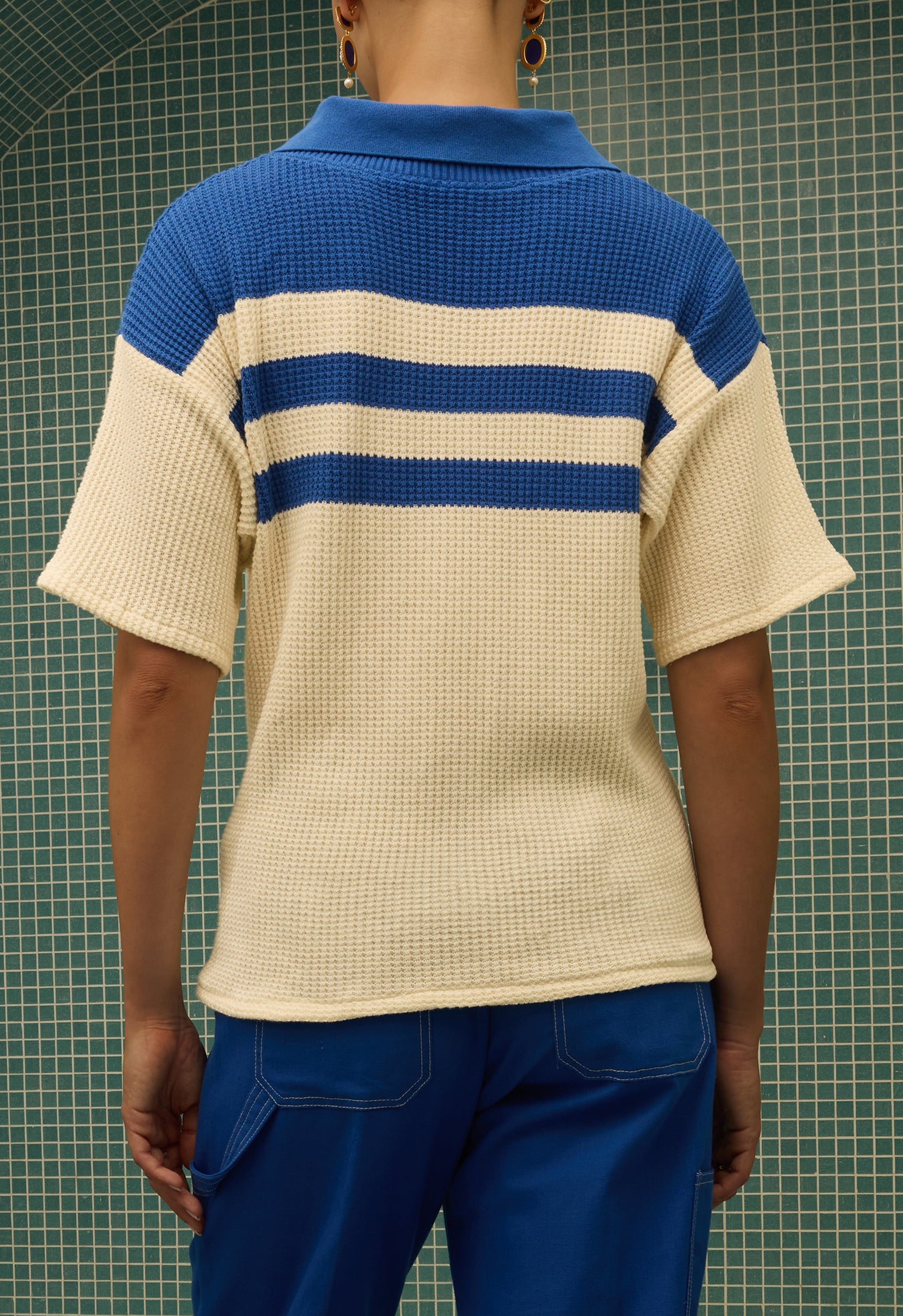 Waffle Knit Jersey Lapis Blue