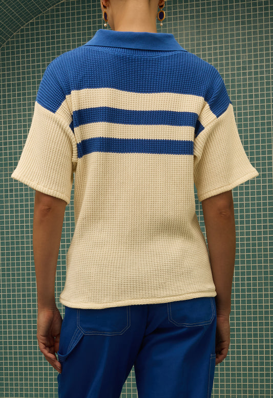 Waffle Knit Jersey Lapis Blue
