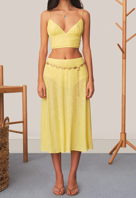 Flowy Linen Knit Skort Sunflower