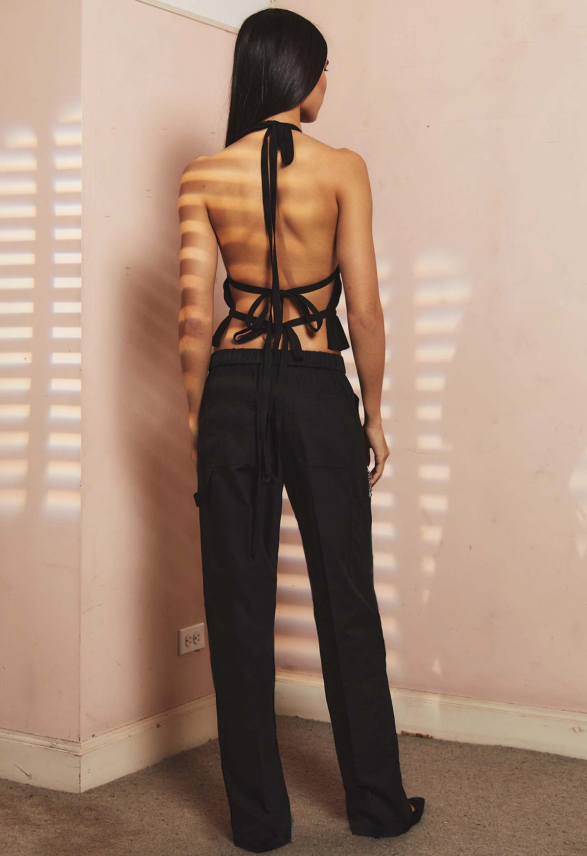 Chiffon Wrap Top Black