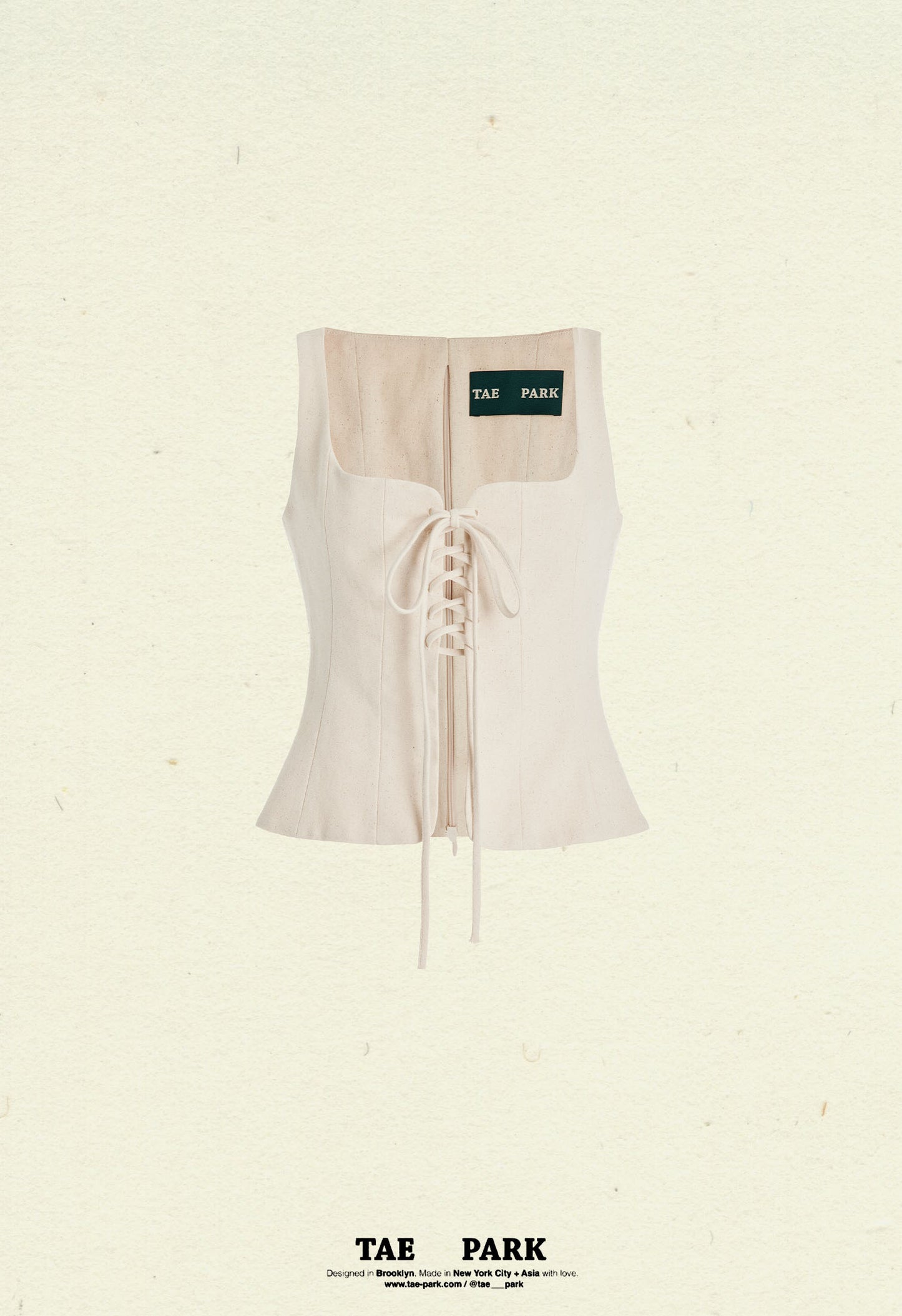 Lace up Panel Top Cosmic Latte