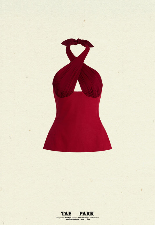 Sculpted Halter Top Red