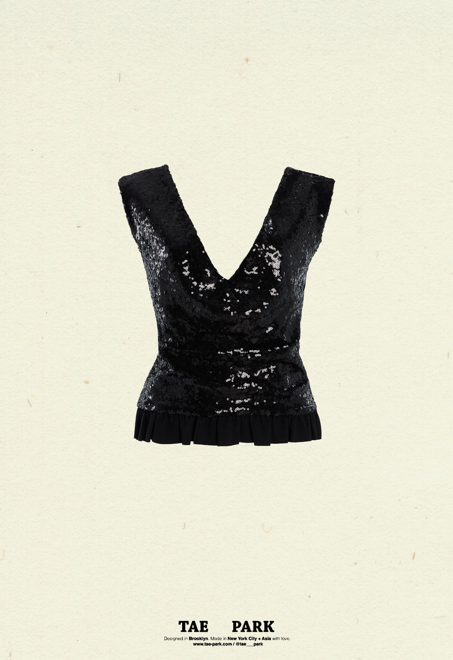 Sequin Petal Top Black