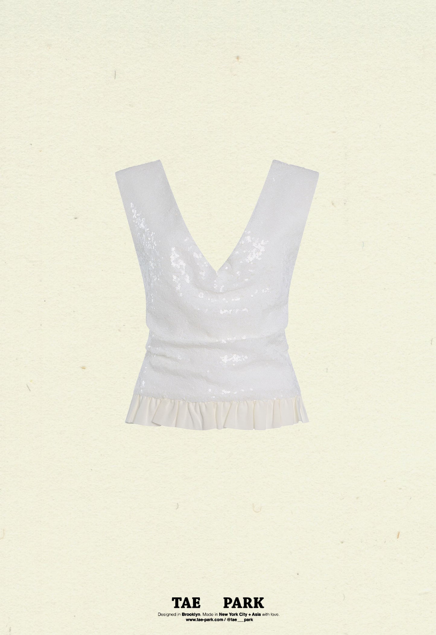 Sequin Petal Top Off White