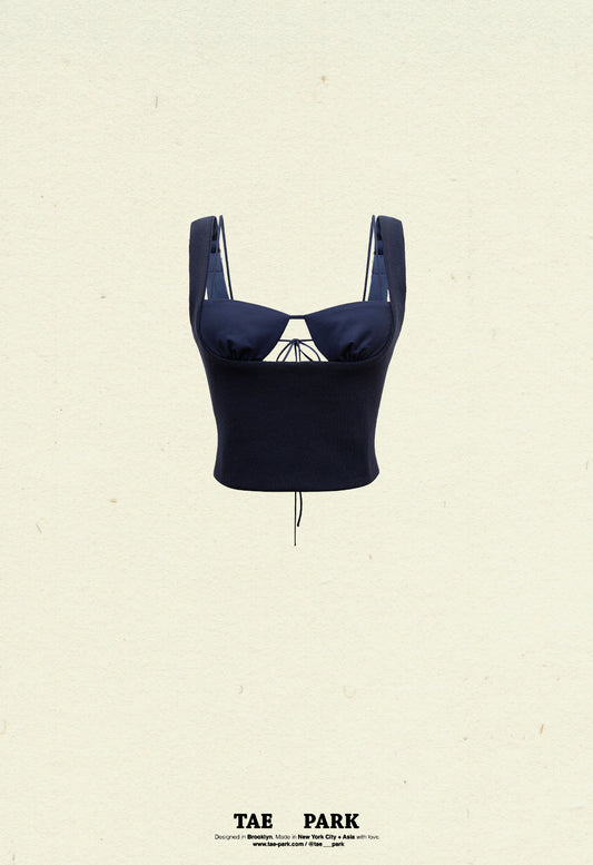 Exposed Bra Knit Top Midnight