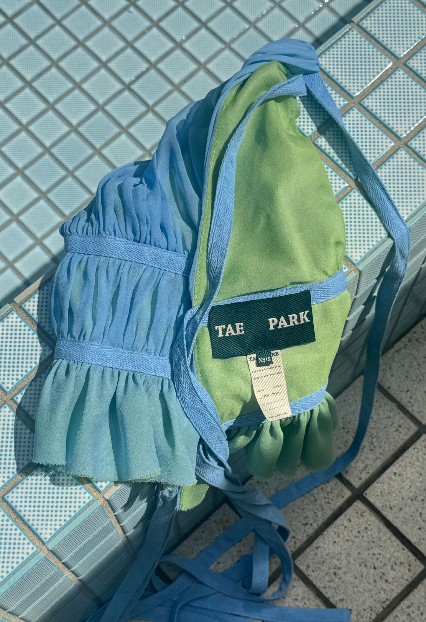 Chiffon Wrap Top Sky Blue Matcha
