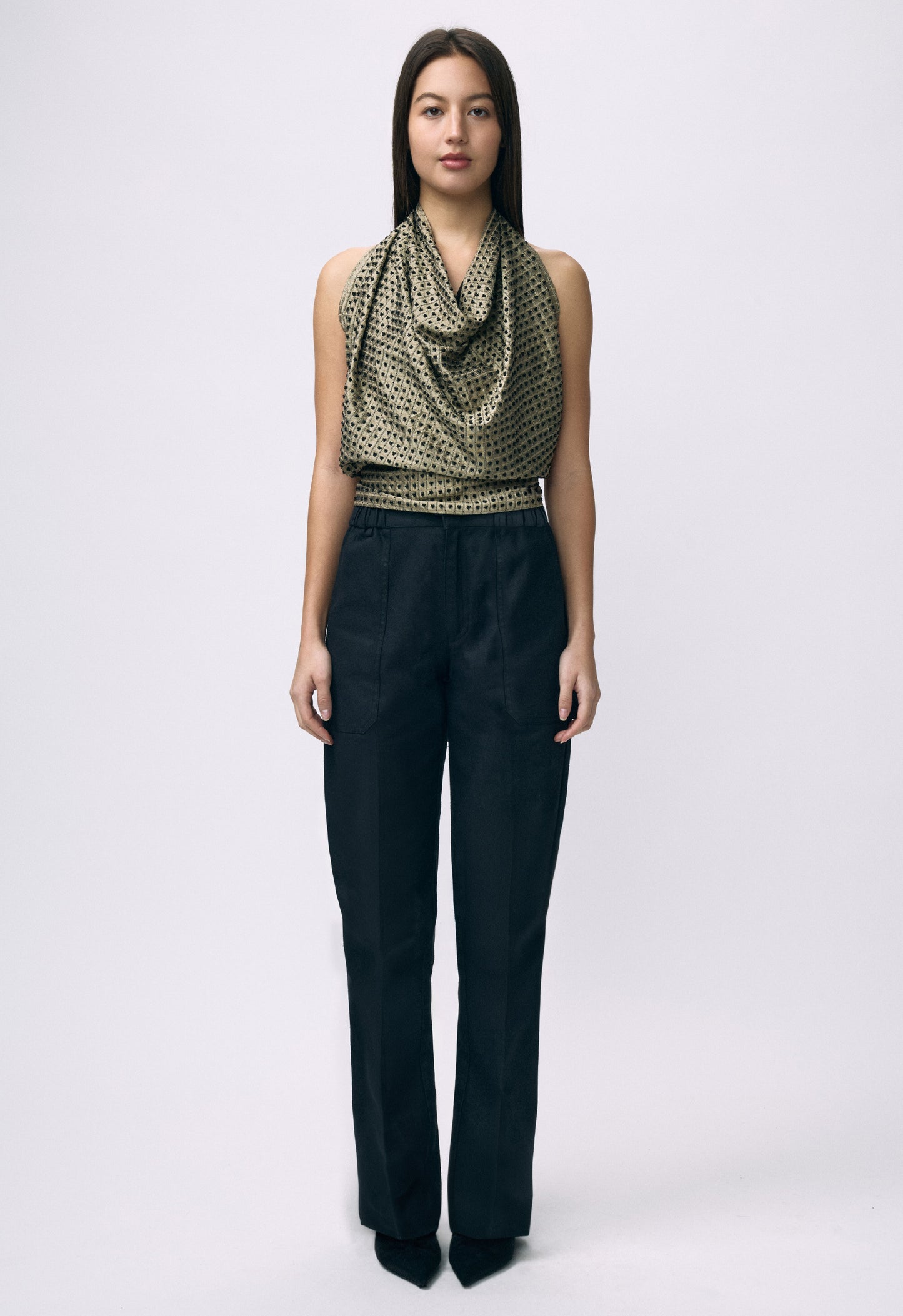 Embellished Napkin Top Dark Grey