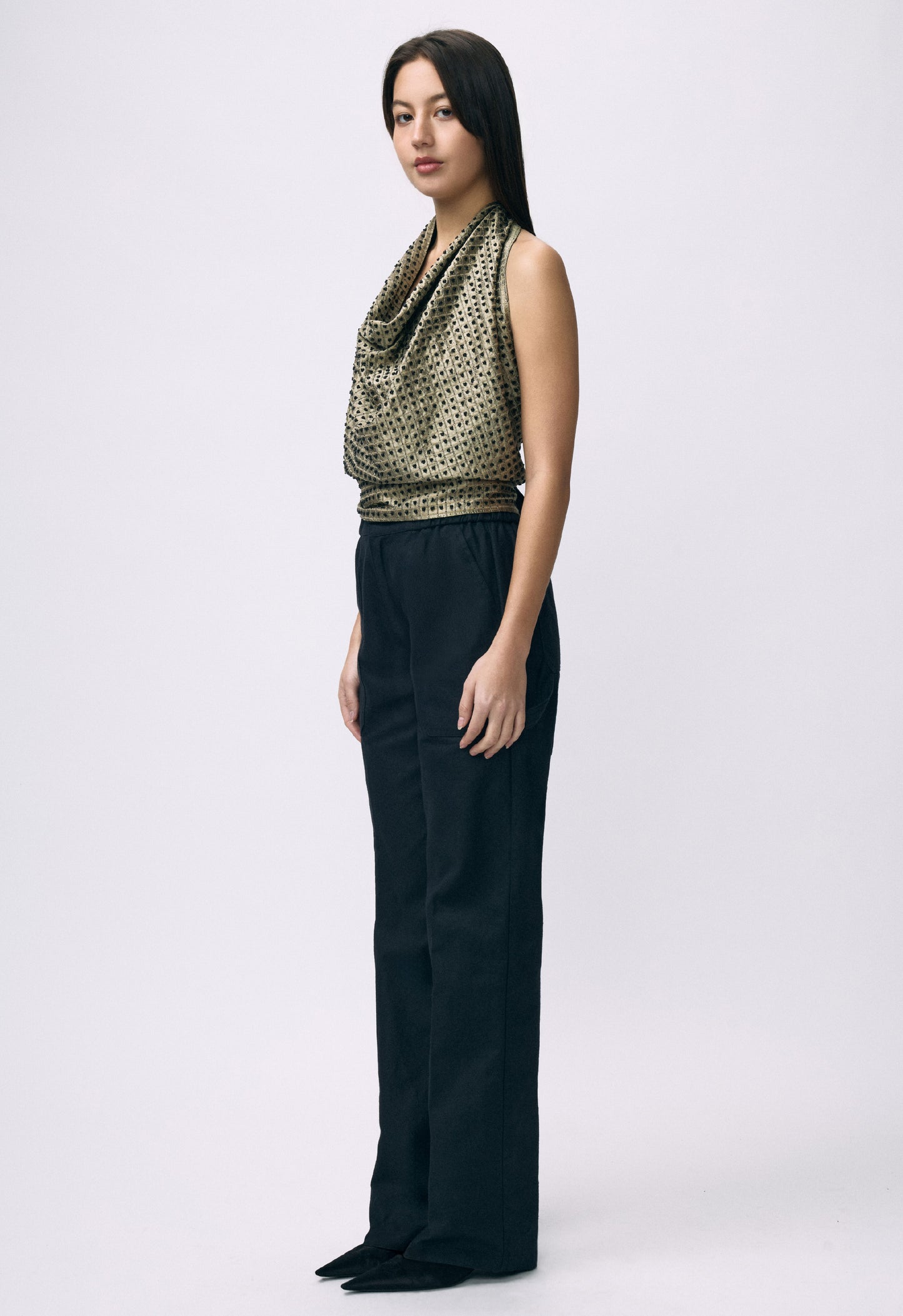 Embellished Napkin Top Dark Grey