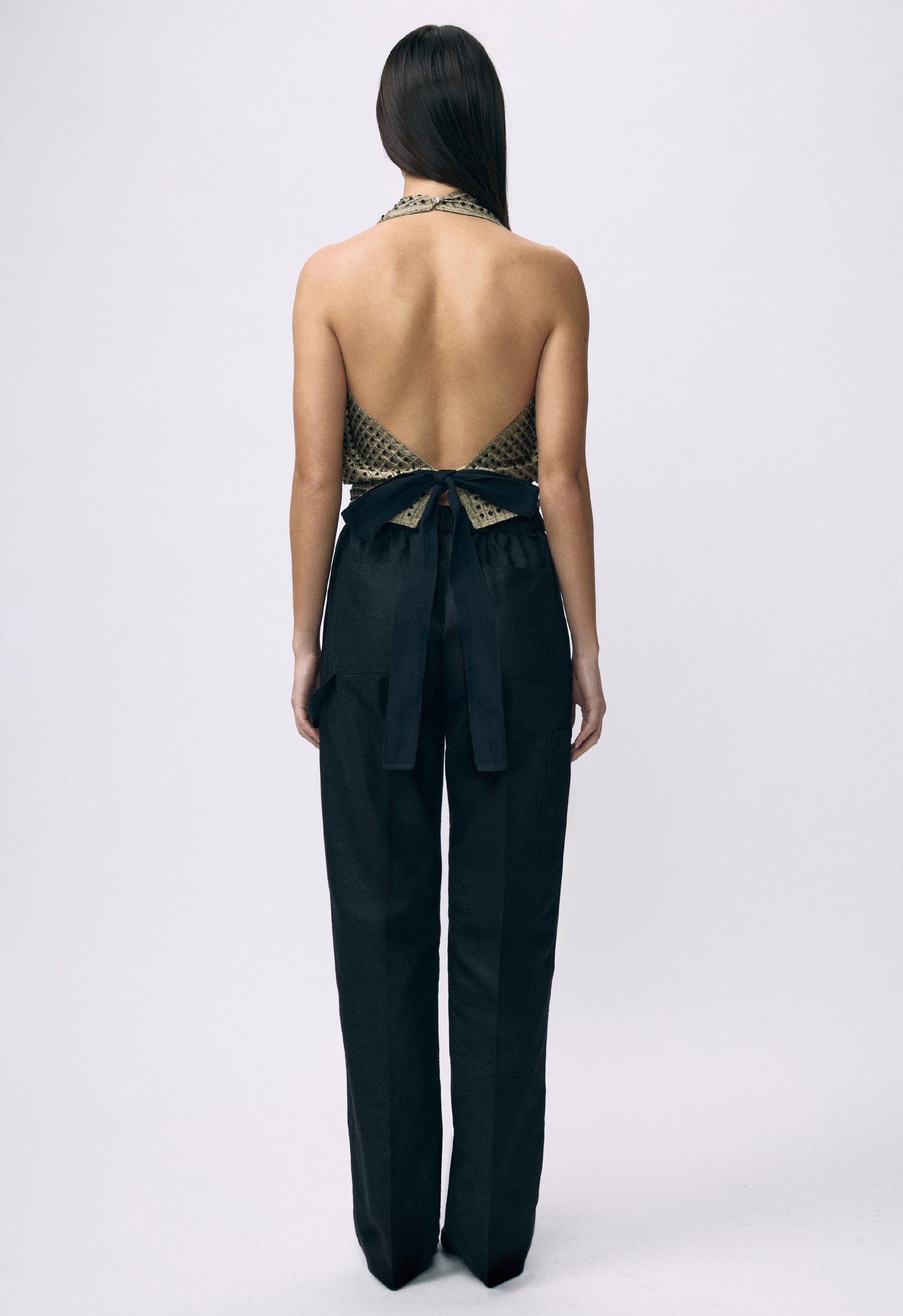 Embellished Napkin Top Dark Grey