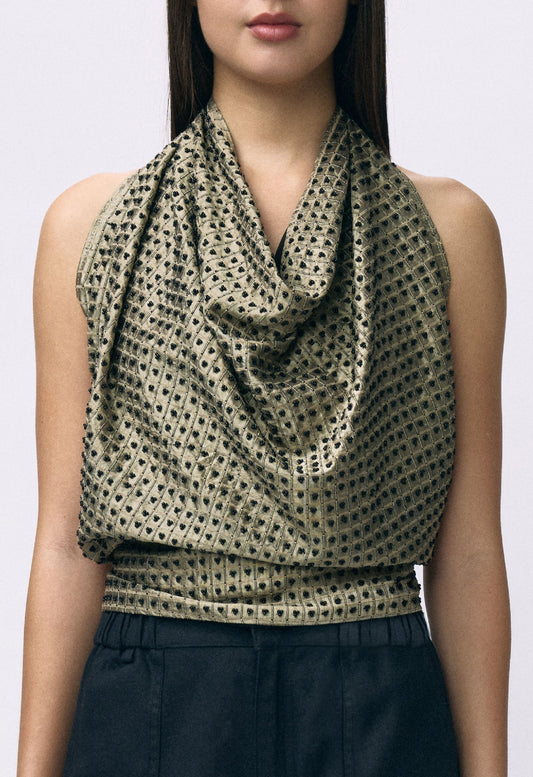 Embellished Napkin Top Dark Grey