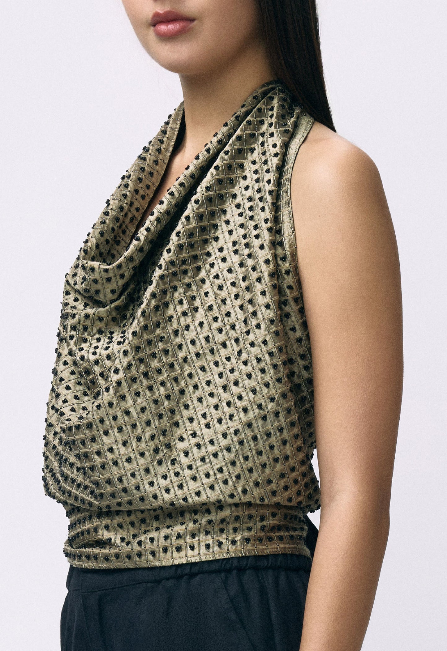Embellished Napkin Top Dark Grey