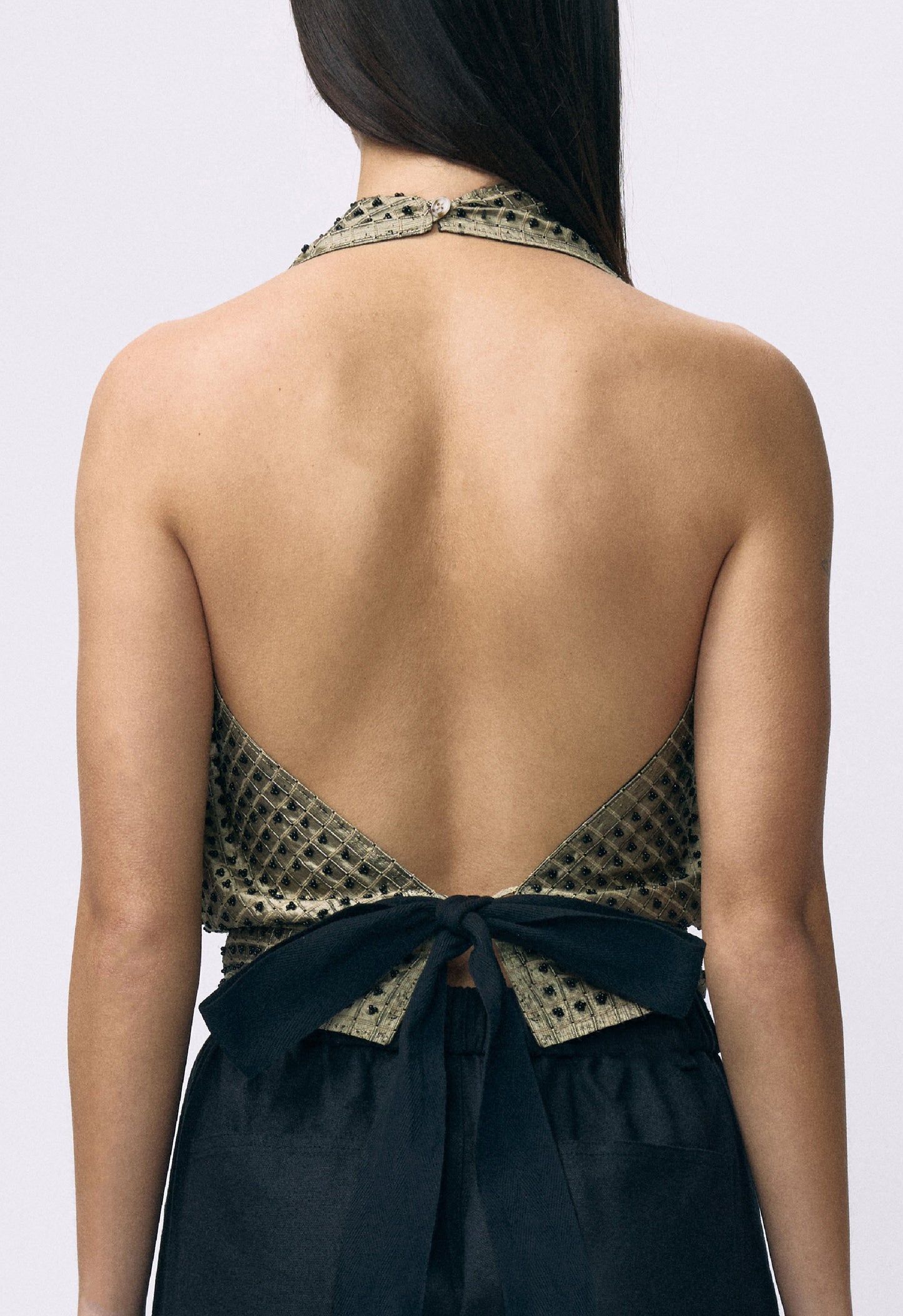 Embellished Napkin Top Dark Grey