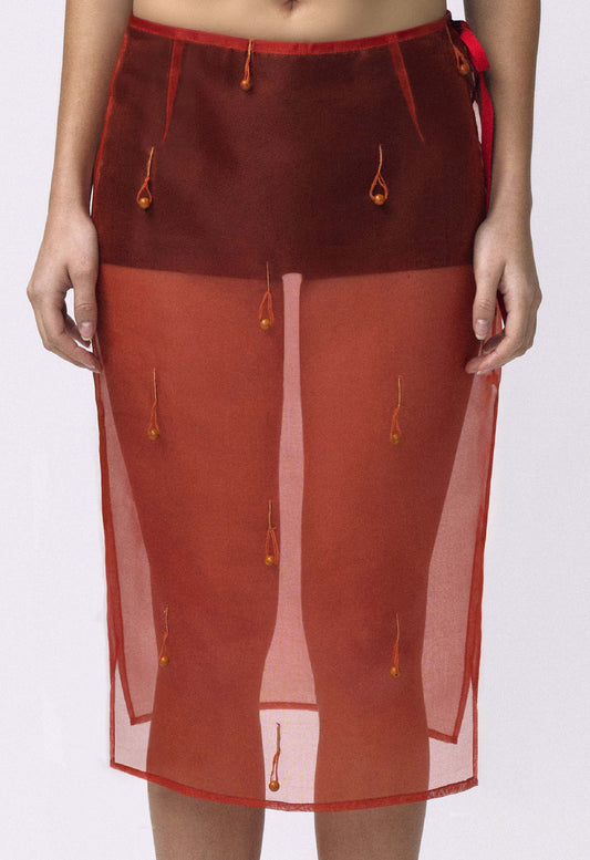 Sheer Table Skirt Red Orange