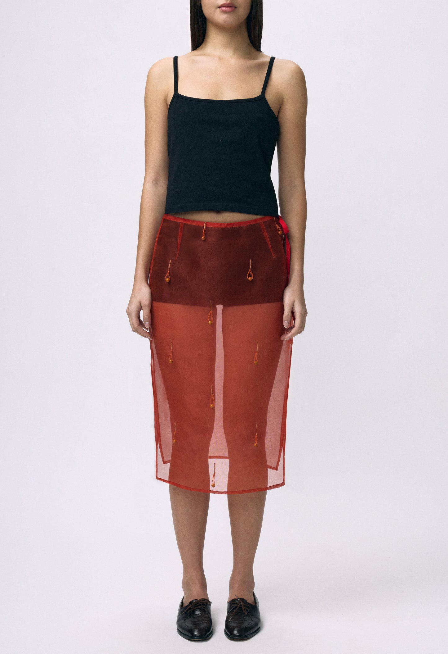 Sheer Table Skirt Red Orange
