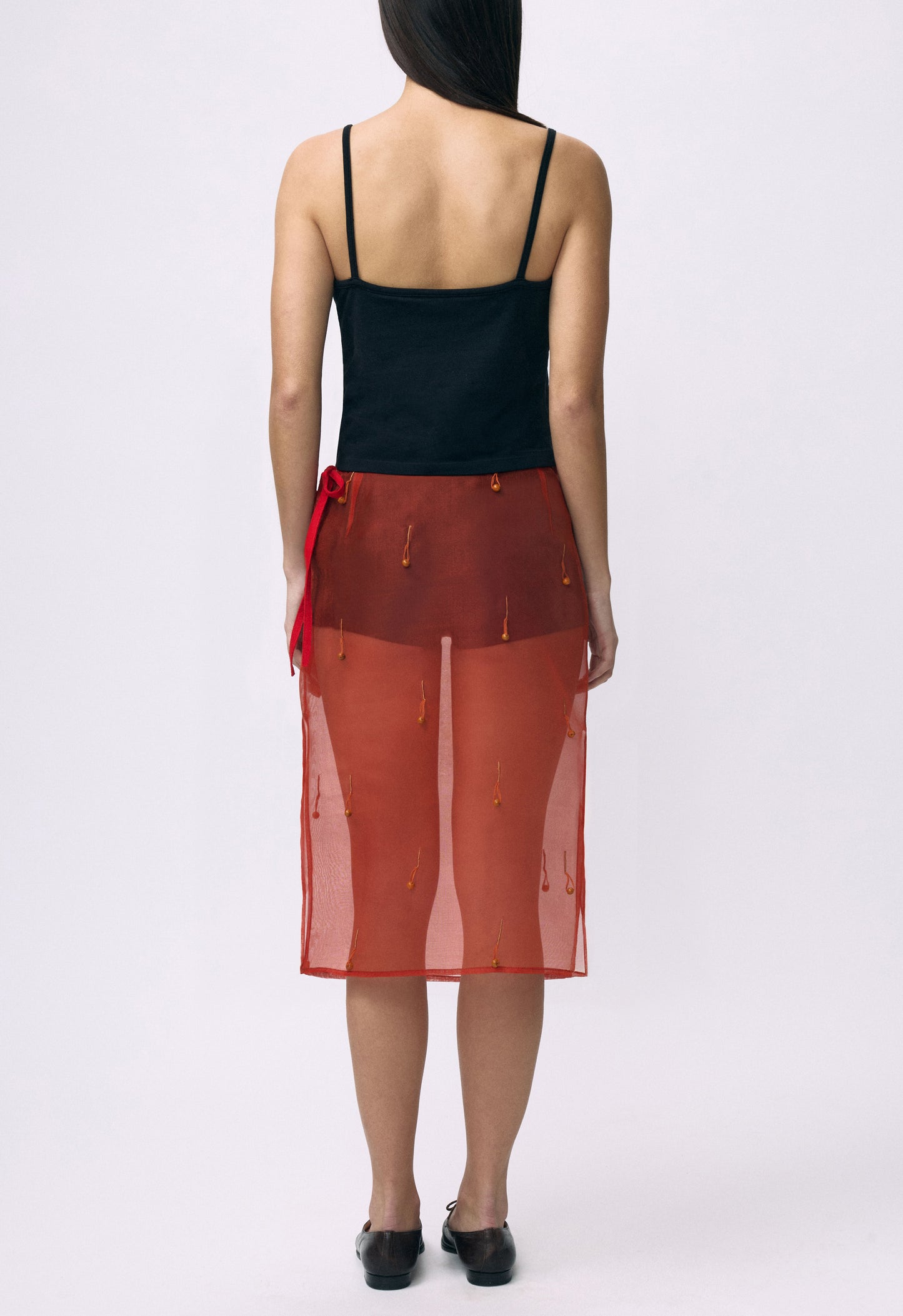 Sheer Table Skirt Red Orange